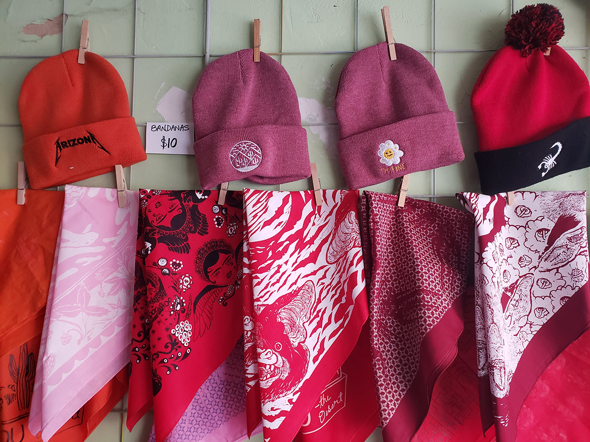 Red Bandanas and beanies